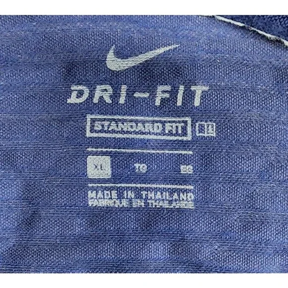 NIKE Dri-Fit Polo MENS XL Dark Blue Stretch Performance Sport -Metal Logo LIGHT - Picture 5 of 10